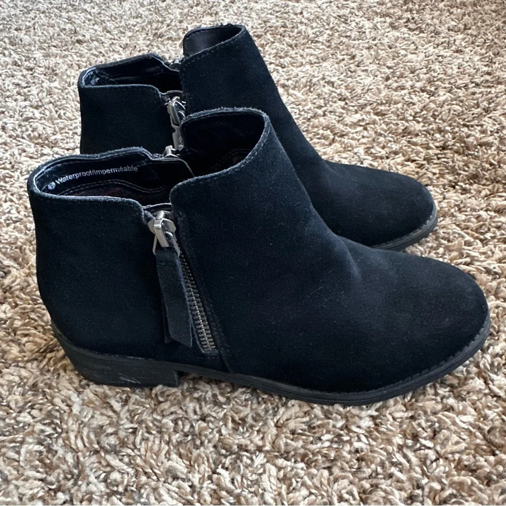 Blondo Women’s Black Suede Liam Ankle Booties‎ Double Zip Waterproof Size 6.5
